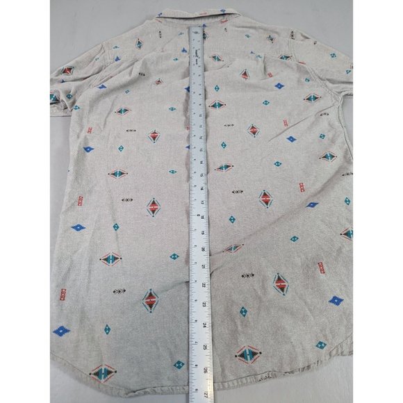 Modern Amusement Shirt Men's Medium Grey Aztec Long Slv Button Down Casual Artsy - Picture 6 of 8